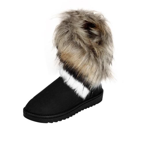 Women Flat Ankle Fur Lined Winter Warm Snow Shoes