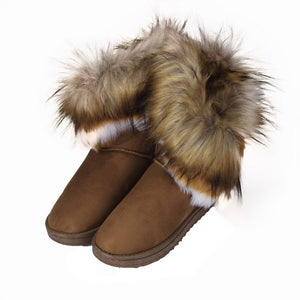 Women Flat Ankle Fur Lined Winter Warm Snow Shoes