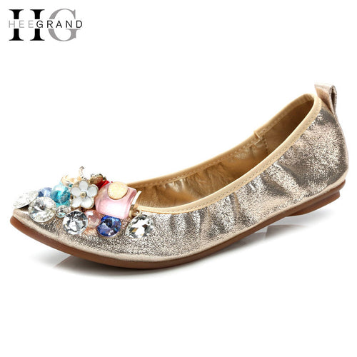 Women Ballet Flats For Summer Colored Crystal Slip Shoes