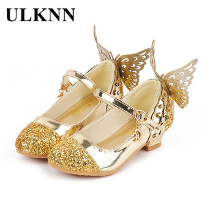 Girl Kids Glitter Butterfly Low Heel Children Shoes