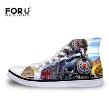 Men Vulcanized Shoes 3D Steam Locomotive Train Shoes