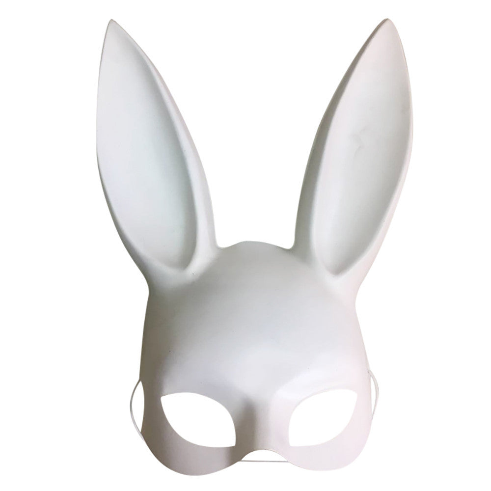 Women Matte Easter Party Rabbit Ears Mask Half Face Cap