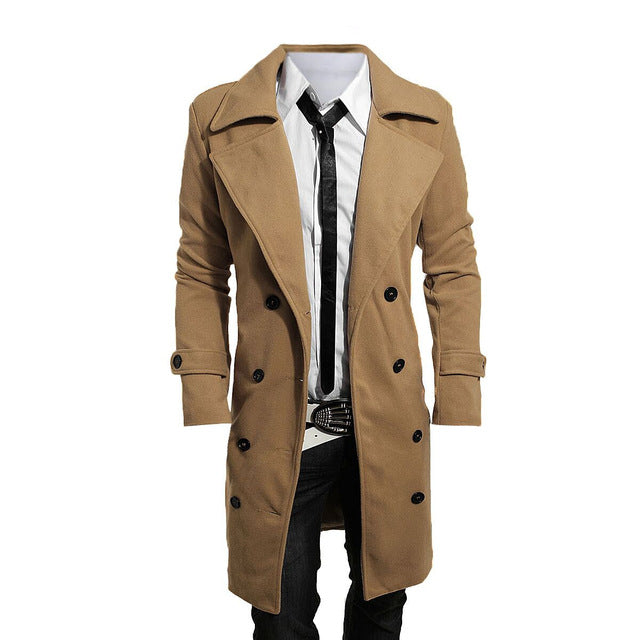 Men Trench Jacket Business Smart Long Coats