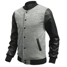 Mens Personalized Leather Stitching Casual Baseball Jacket Coat