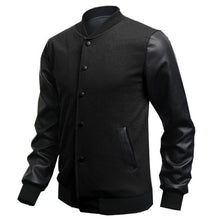 Mens Personalized Leather Stitching Casual Baseball Jacket Coat