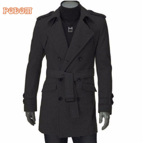 Men Warm Faux Wool Trench Jackets