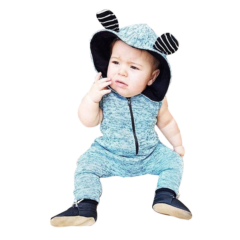 Boy & Girl Newborn Ear Hooded Romper Jumpsuit Outfits Clothes