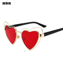 Women Love Heart Cute Cat Eye Clear Lens Sunglasses
