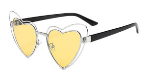 Women Love Heart Cute Cat Eye Clear Lens Sunglasses