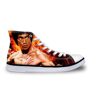 Men Vulcanize Bruce Lee Print Shoes