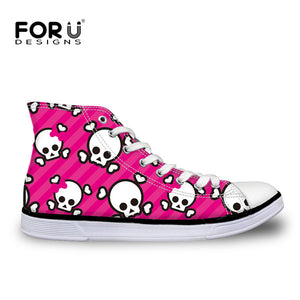 Men Vulcanize Shoes Skull Printing Canvas High Top Shoes