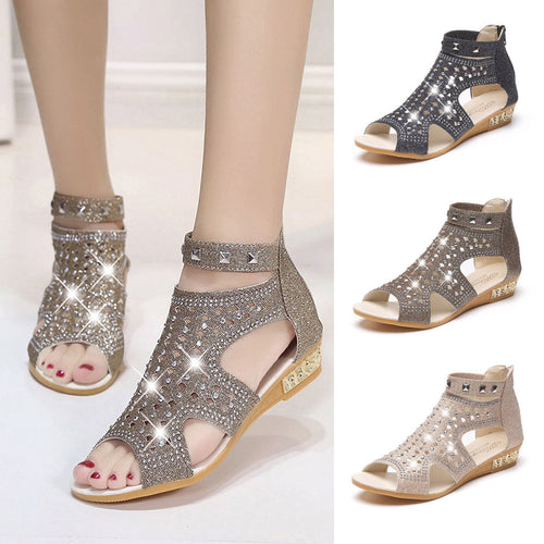 Women Wedge Sandals Fashion Fish Mouth Hollow Roma Shoes