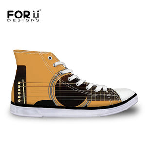 Men Vulcanize Music Guitar Print Shoes