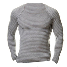 Men Solid Color Fitness Long Sleeve Knitted T Shirt