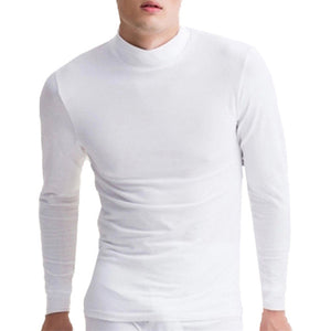 Men Elastic High Collar Long Johns Tops Men T-Shirts