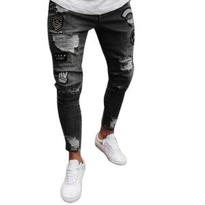 Men Slim Biker Zipper Denim Jeans
