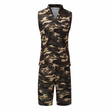 Men Sets Summer Army Camouflage Tank Top Casual Slim Tops