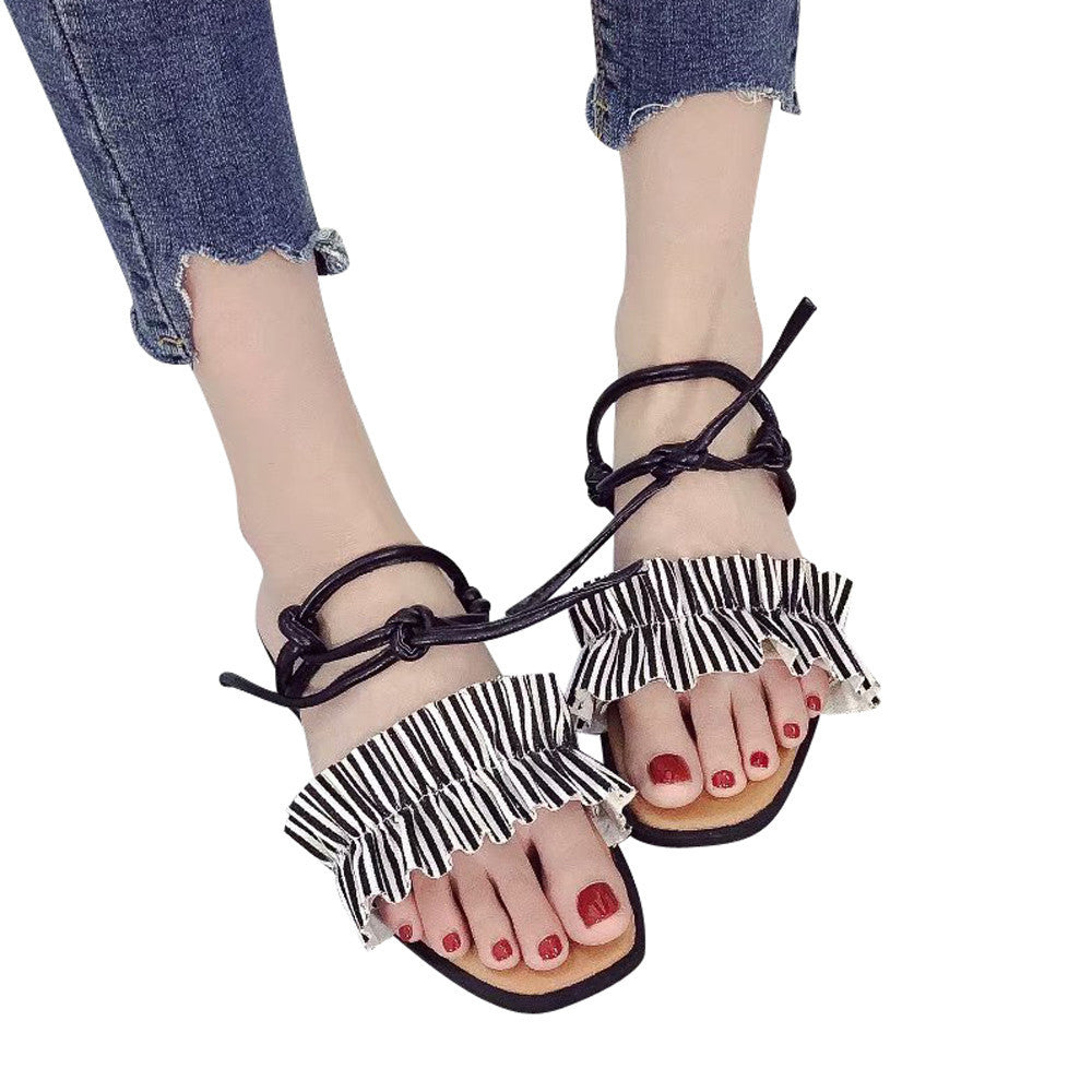 Women Square Toe Flat Sandals