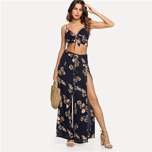 Women Multicolor Floral Print Cami Top And Palazzo Pants