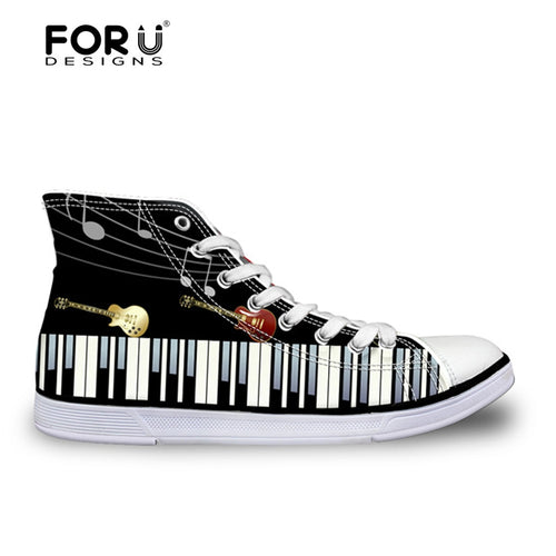 Men Vulcanize 3D Piano with Music Note Shoes
