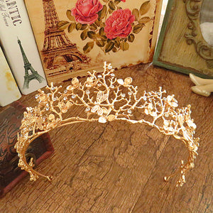 Women Gold Flower Bridal Crown headband