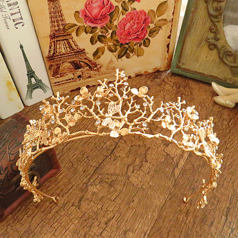 Women Gold Flower Bridal Crown headband