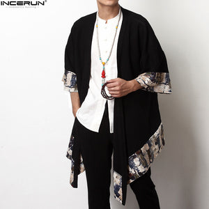 Men Streetwear Hiphop 5XL Retro Men Casual Cardigan Coat