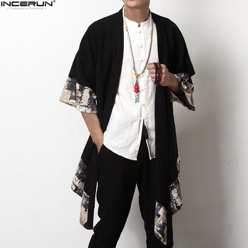 Men Casual Stylish Chinese Style Long Outwear Shirts