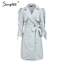 Women Elegant v neck khaki long trench coat