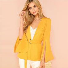 Women Yellow Split Sleeve Coat