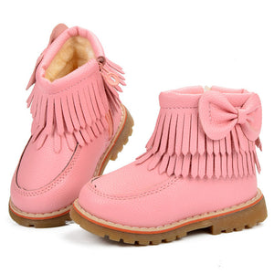 Girl snow winter warm Flat with round toe zip kids shoes