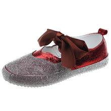 Women Flats Solid Sequined Cloth Lace Up Flat Shoes