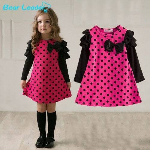 Girl autumn /spring children clothing girls polka dot dress