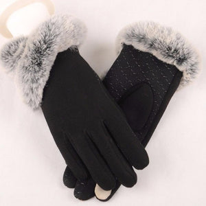 Women Faux Fur Warm Wrist Gloves