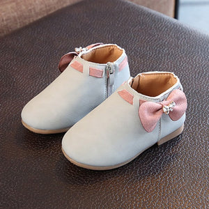 Girls Kids Dress PU Leather Lovely Bow Children Girls Shoes