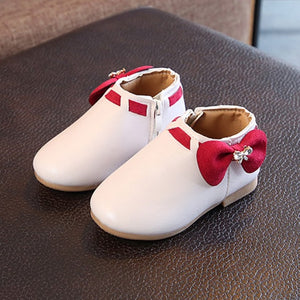 Girls Kids Dress PU Leather Lovely Bow Children Girls Shoes