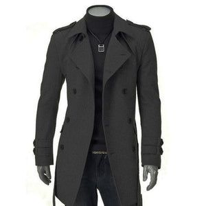 Men Winter Jackets Faux Wool Long Trench Cardigan Coat
