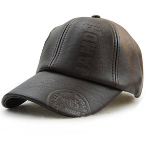 Men New fashion high quality fall winter leather Cap
