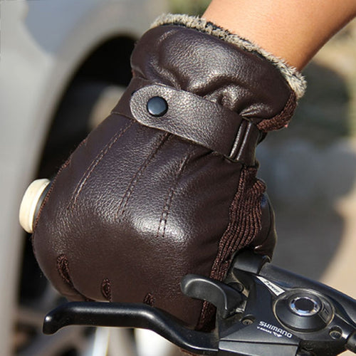 Men Black/Brown PU Leather Short Thin/Thick Glove
