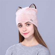 women autumn winter cute kitty children beanies hat