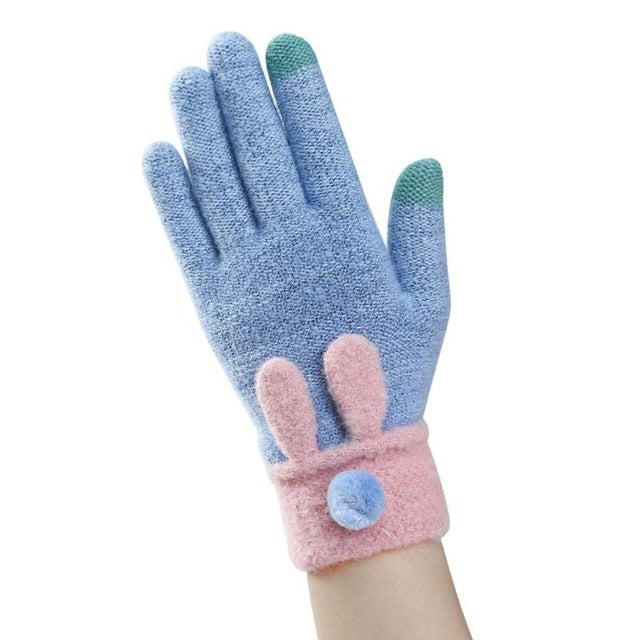 Women Female Warm Wrist Knitted full finger Gloves