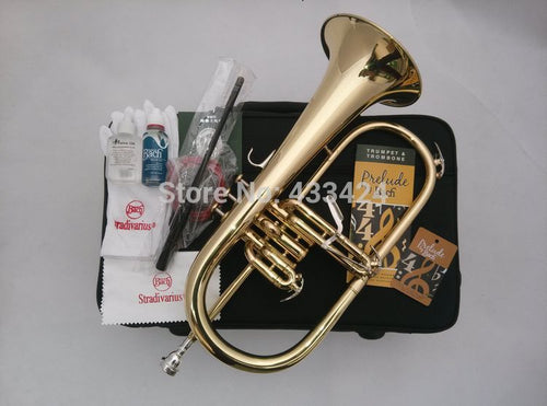 American flugelhorn Gold-Lacquer B flat Bb professional trumpet