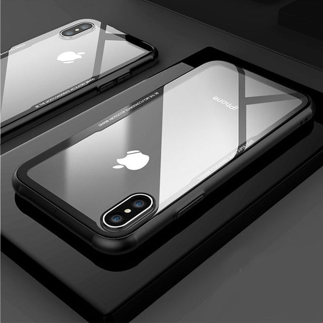 FLOVEME Tempered Glass Phone Case For iPhone X Xs Max Transparent Protective Glass Cases For iPhone Xs XR X Cover Coque Capinhas