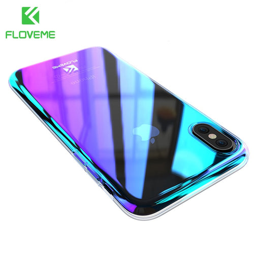 FLOVEME Phone Cases For iPhone X XS MAX Luxury Blue Ray Ultra Hard Protective Back Cover For iPhone 8 7 Plus XR Accessories Case