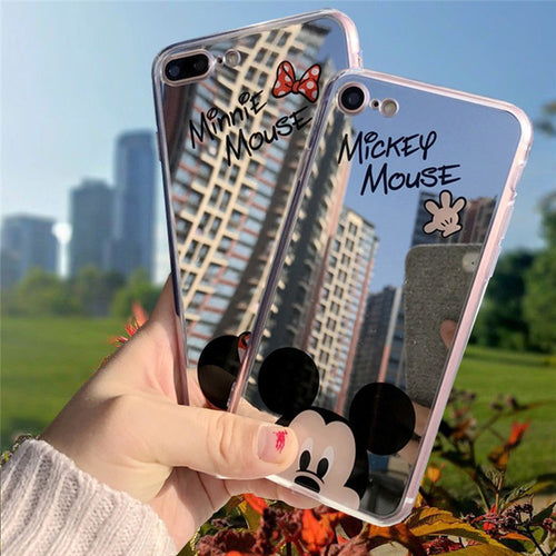 Cartoon Minnie Mouse Silicone Case for iPhone 6s plus Case TPU Mickey Mirror Cover for iPhone X Xr Xs Max 7 8 Plus 5 5s SE Cases