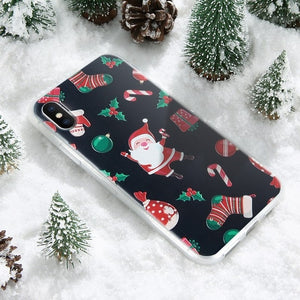 FLOVEME Christmas Case For iPhone XS Max X XS XR Luxury Emboss TPU Case For iPhone 6 6s Plus For iPhone 7 8 Plus Phone Cases Bag