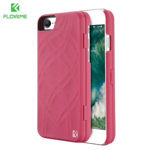 FLOVEME Mirror Case For iPhone 6 6s 7 Plus XS MAX XR Wallet+Card Slot Cover Makeup Phone Cases For Apple iPhone 8 X 7 Plus Coque